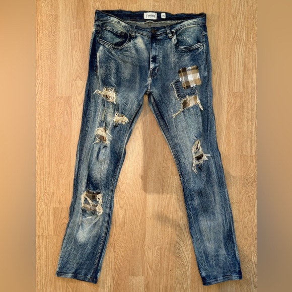 FWRD Denim Rugged Plaid Stretch Jean